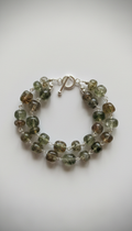 Mossy Quartz Gemstone Bracelet With Gold Links